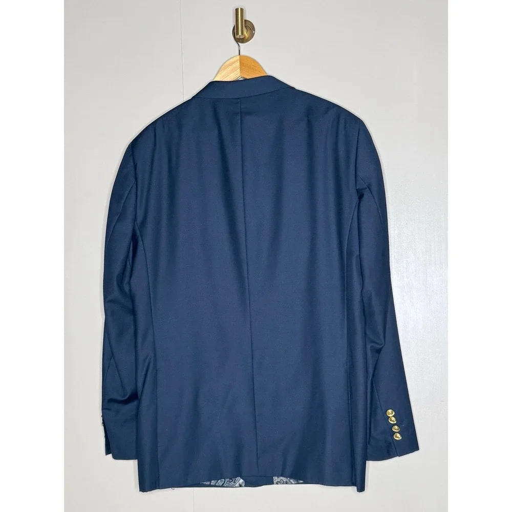 Navy Wool Alan Flusser‎ 42R Paisley Lined Blazer Sport Coat